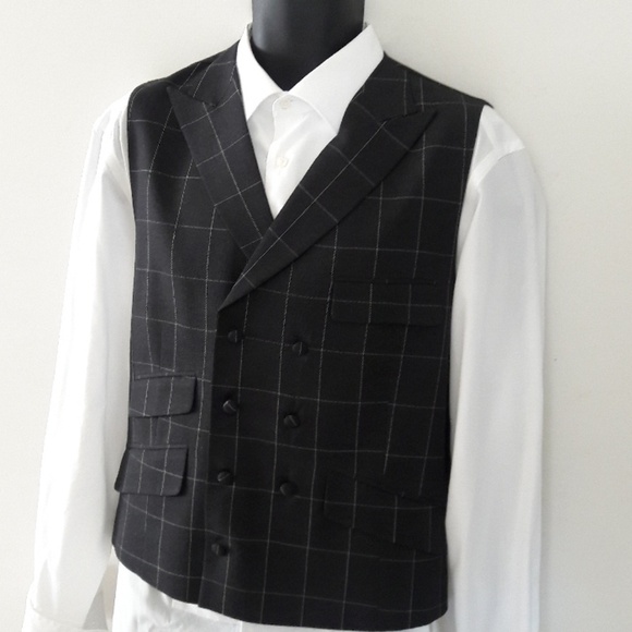 LEONARDO'S Custom Apparel 3-Piece Windowpane Suit, 44L, 38W / 32L - Picture 4 of 9